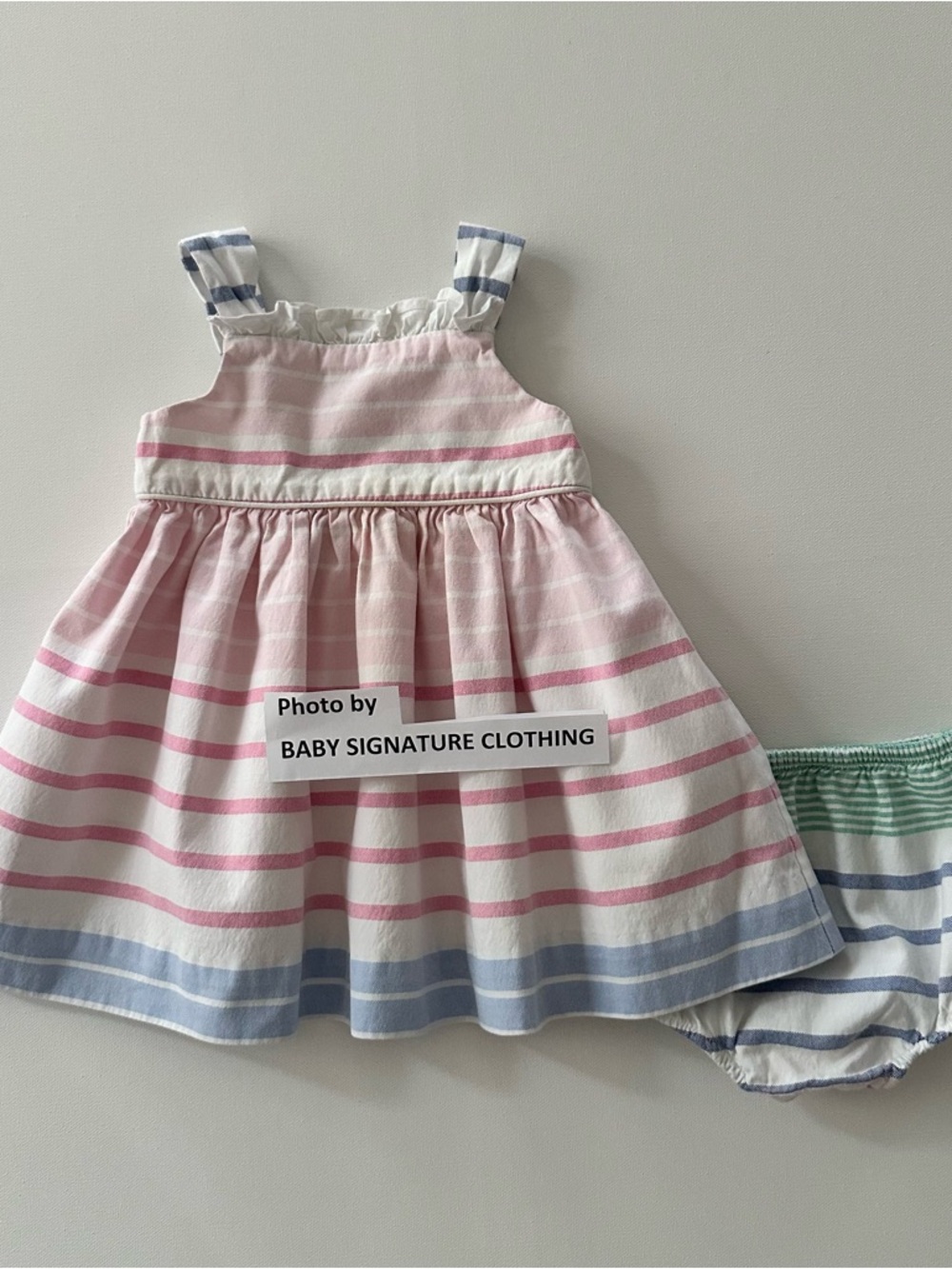Ralph Lauren 6 Months Baby Girl Pink Blue Sundress Dress Party Spring Summer
